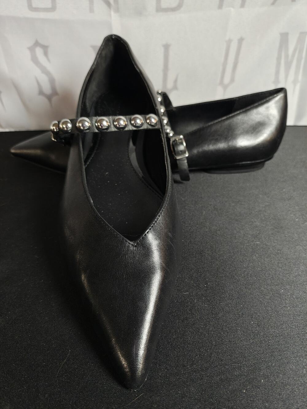 REBECCA MINKOFF $249 Women's 7.5 Milan Studded Mary Jane Leather Shoe New Blems